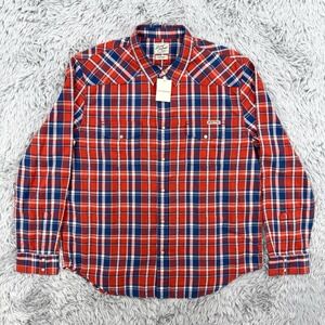 Lucky Brand Shirt Mens XL Red Blue Tartan Plaid NWT Pearl Snap Western Patriotic